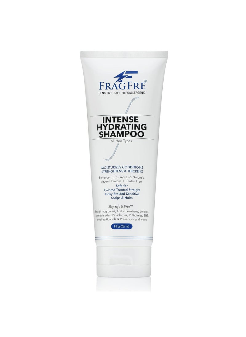 FRAGFRE Intense Hydrating Shampoo 8 oz  Fragrance Free Hypoallergenic Sulfate Free Moisturizing Shampoo  Safe on Colors and Sensitive Scalps  Strenghtens Dry Hairs  Vegan Gluten Free Cruelty Free 