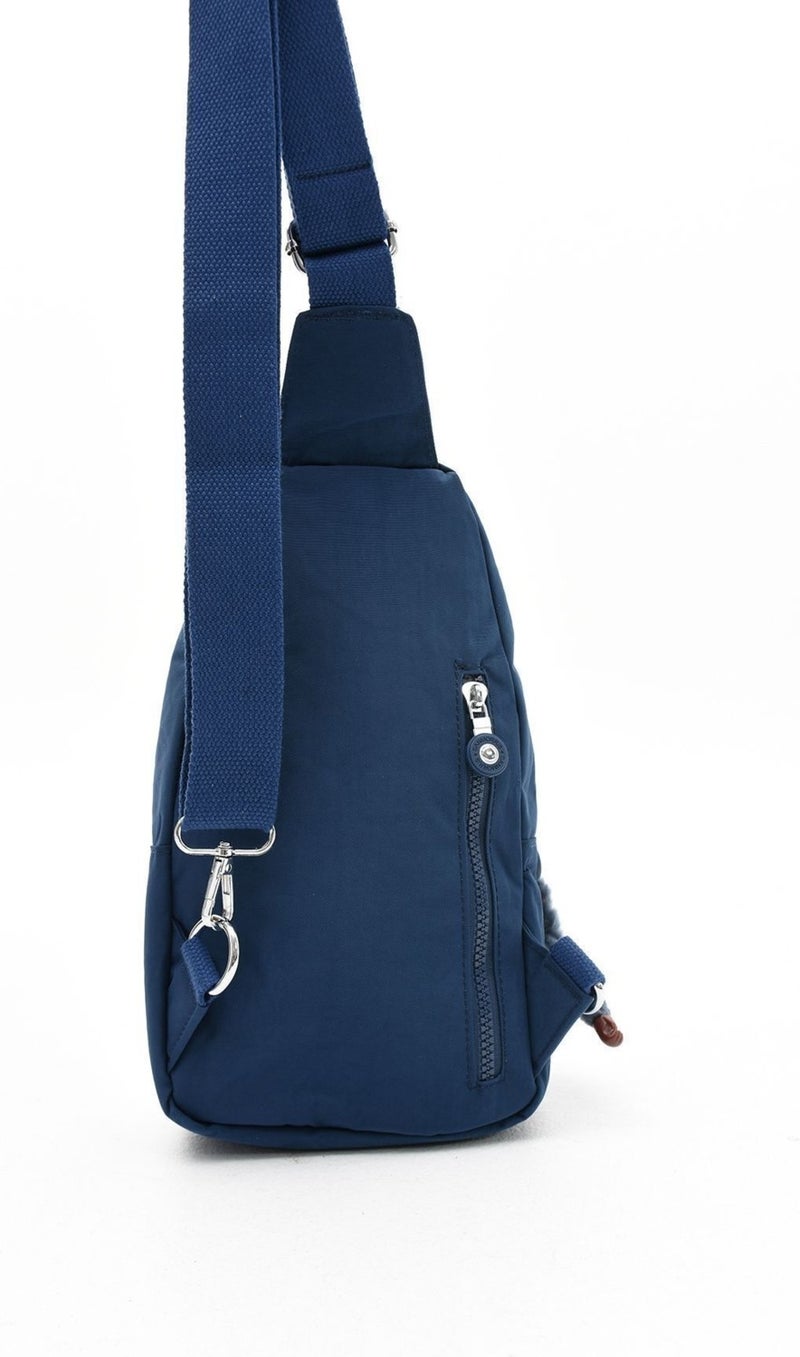 Sanmorris Unisex Crumple Fabric Water Resistant Crossbody Navy Blue Shoulder and Chest Bag  - Image 5