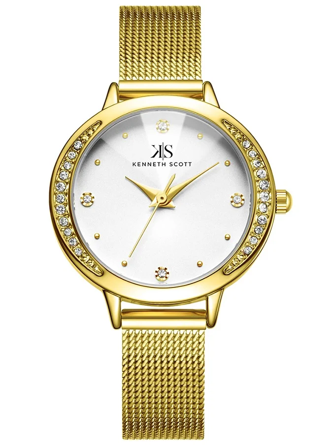 KENNETH SCOTT Kenneth Scott Women's White Dial Analog Watch - K22523-GMGW