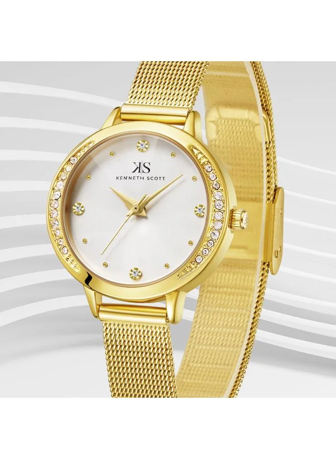 KENNETH SCOTT Women's Stainless Steel Analog Watch K22523-GMGW - 30 mm