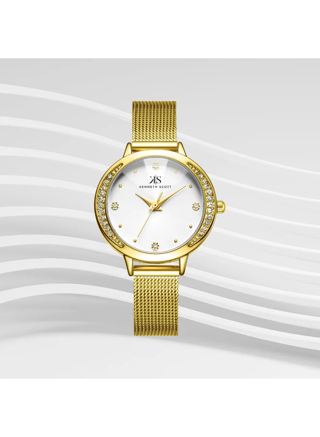 KENNETH SCOTT Women's Stainless Steel Analog Watch K22523-GMGW - 30 mm
