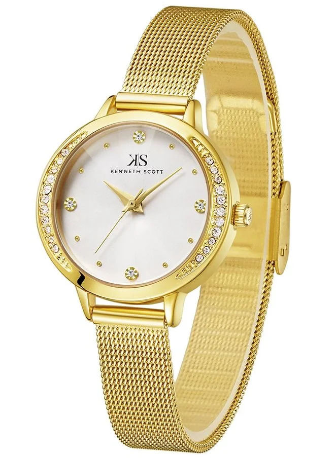 KENNETH SCOTT Kenneth Scott Women's White Dial Analog Watch - K22523-GMGW