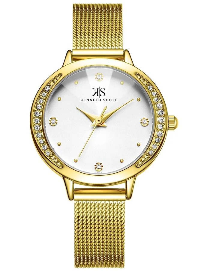 KENNETH SCOTT Kenneth Scott Women's White Dial Analog Watch - K22523-GMGW