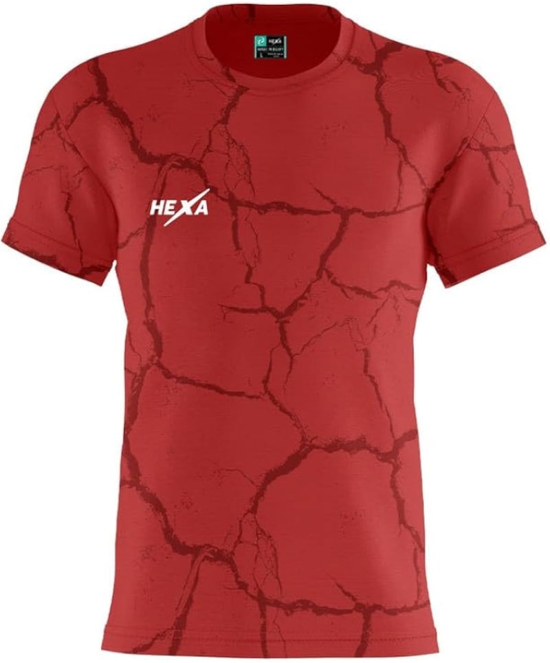 HEXA Hexa Sportswear Master 72 Performance T-Shirt for Men &amp; Women - Dry-Fit, Anti-Bacterial- Red - Size - M 16000-Red- Size -M