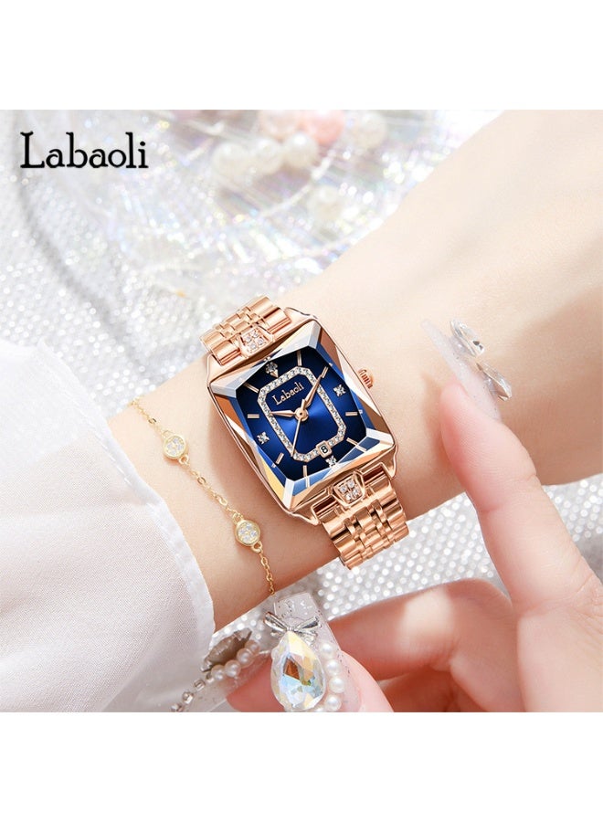 Labaoli Luxury Square Women Watch Rhinestone Dial Rose Gold Metal Bracelet Quartz Wristwatch with Calendar - Image 2