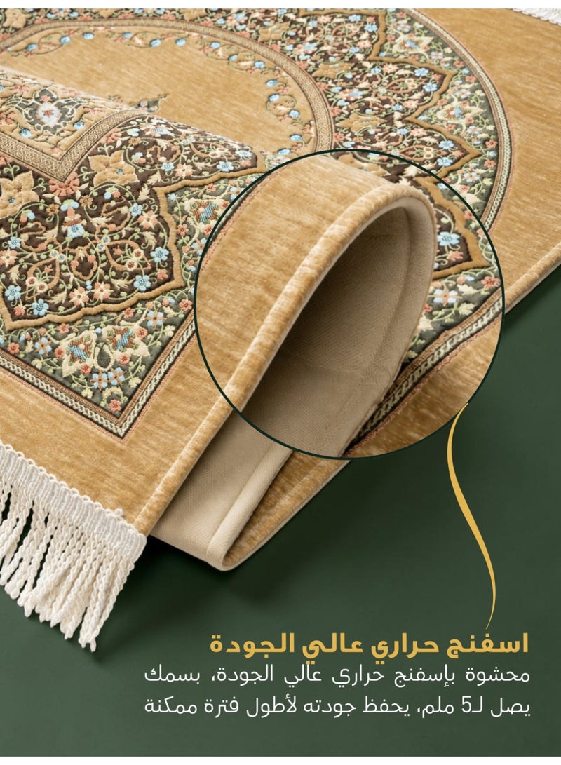الفاتح سجادة صلاة شانيل تركية فاخرة مبطنة بالإسفنج الحراري بتصميم إسلامي حصري مميز مقاس 120×70 سم - Image 4
