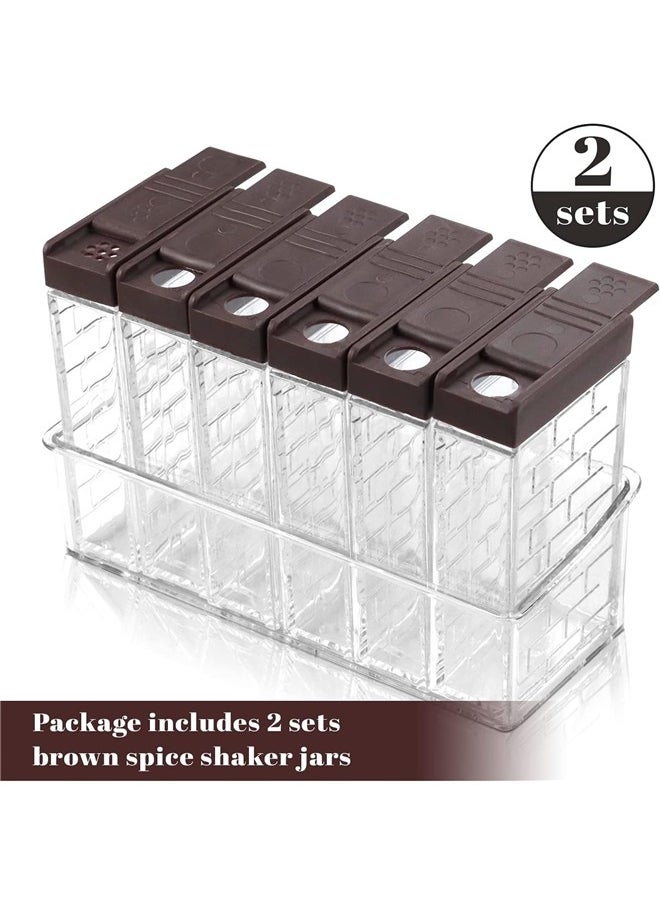 Generic 2 Sets Brown Spice Shaker Jars, 6 Cases Seasoning Shaker Box Condiment Set, Seasoning Storage Containers with Adjustable Lids  - Image 3