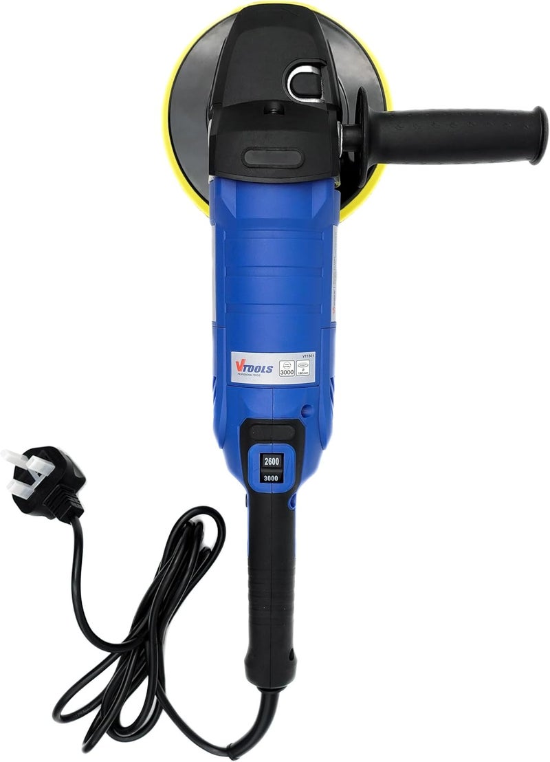VTOOLS 1300W 180Mm Electric Polisher, 600 Up To 3300Rpm, With 7 Variable Speed And Detachable Handle, Perfect For Car And Boat Polishing, Blue, Vt1601 - Image 3
