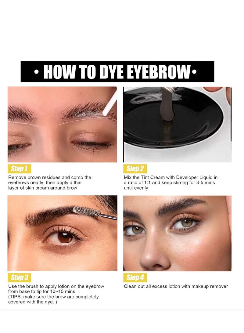 EELHOE Eyebrow and Eyelash Tinting Kit Long-Lasting Color Smudge-Proof and Water-Resistant Easy-to-Apply, 2 in 1 Eyelash and Eyebrow Dyeing Set Anti-Sweat and No Smudge Safe and Gentle (light brown) - Image 3