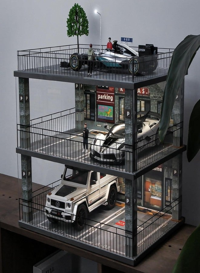 kivcmds 1:18 Scale Diecast Model Car Display Case Cabinet with USB Lights and Dust Cover,Diorama Garage Parking for Alloy Sport Cars and Lego Model Cars Collectibles - Image 2