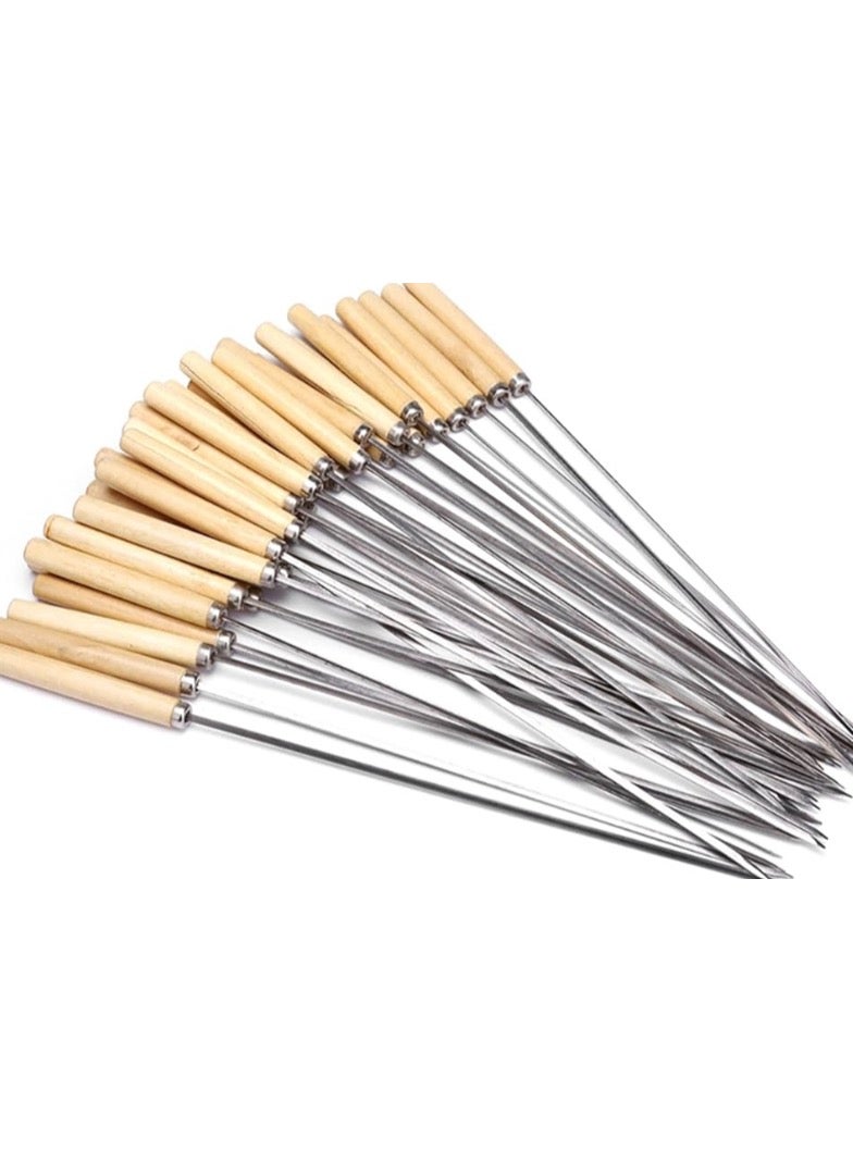 12-Piece Roasting Grill Barbecue Skewers Set Beige/Silver - Image 1