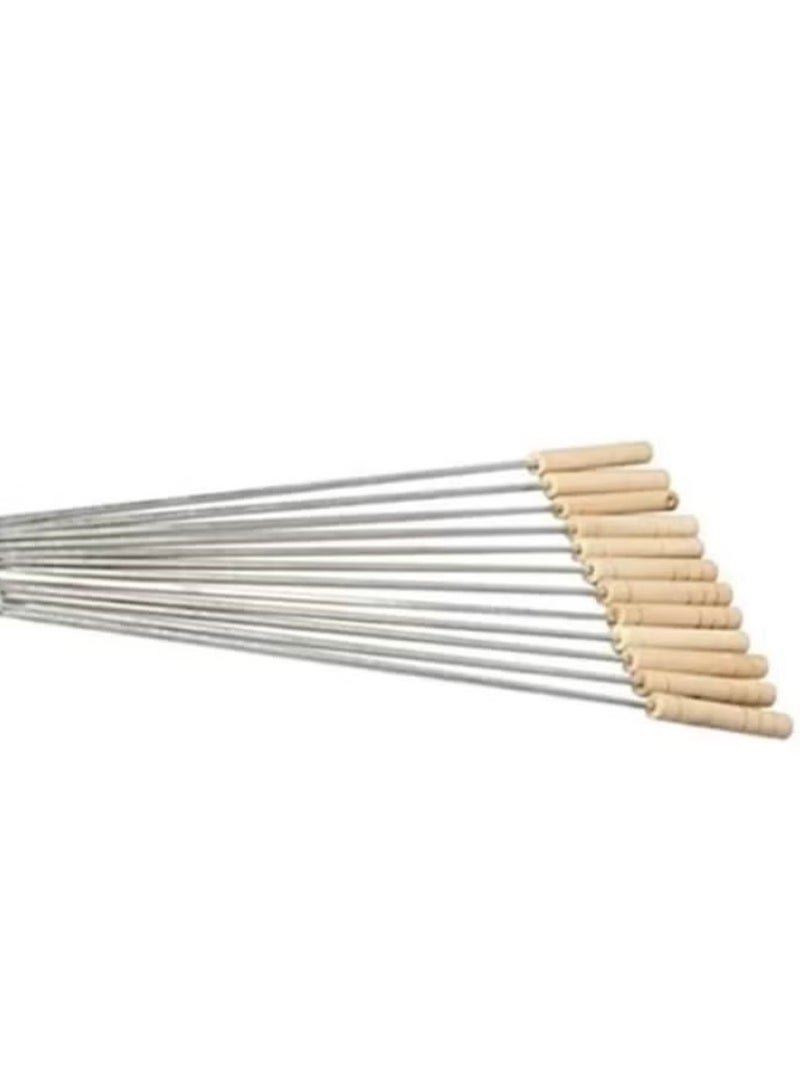 12-Piece Roasting Grill Barbecue Skewers Set Beige/Silver - Image 2