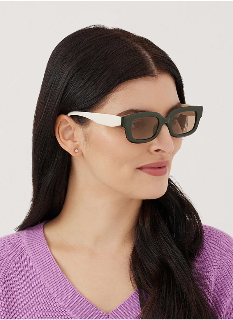 Blackout Terra,Women Sunglasses, Rectangle Sunglasses, UV Protection: UV400 (Green,Brown)  - Image 5
