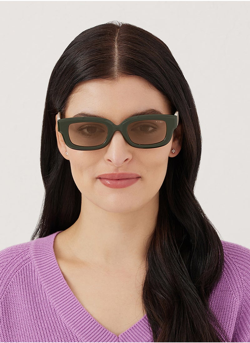 Blackout Terra,Women Sunglasses, Rectangle Sunglasses, UV Protection: UV400 (Green,Brown)  - Image 4