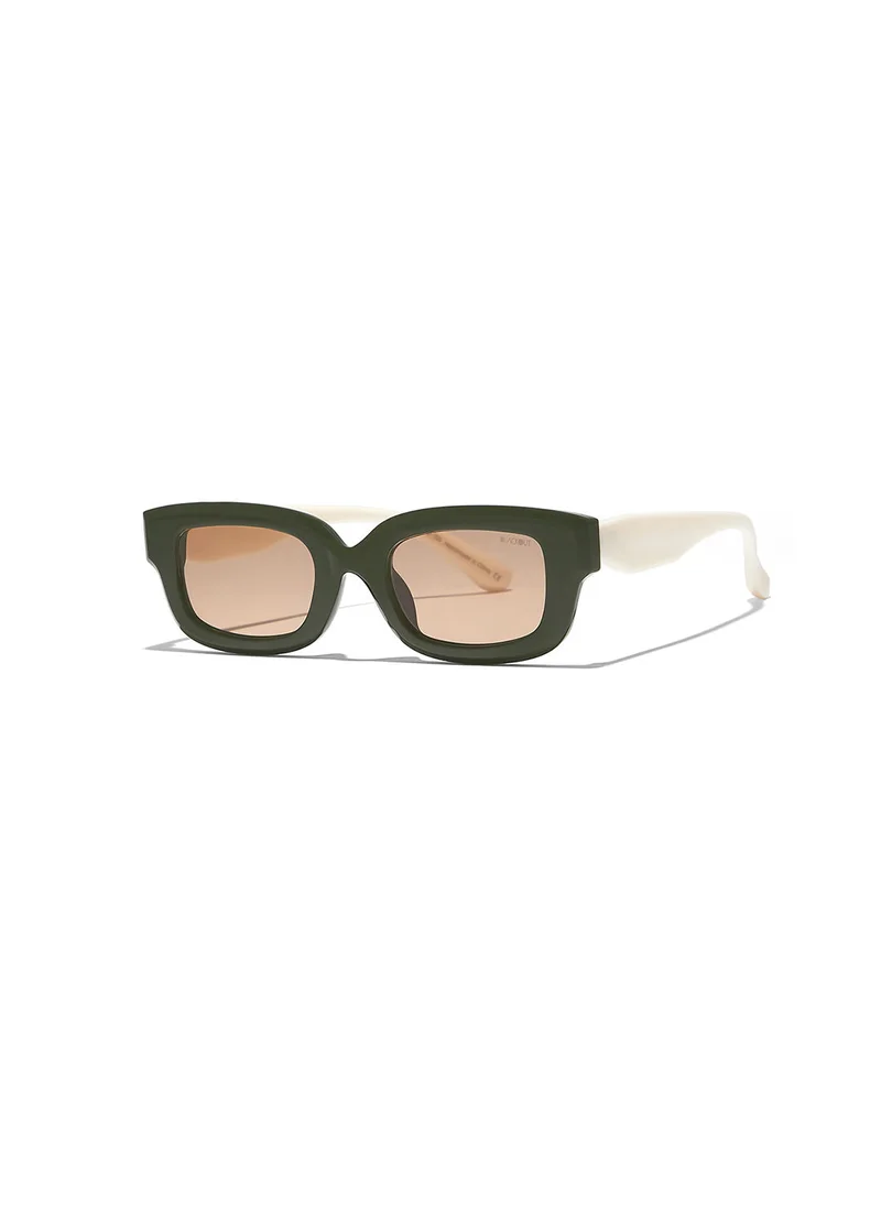 Blackout Terra,Women Sunglasses, Rectangle Sunglasses, UV Protection: UV400 (Green,Brown)