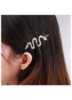 Yheakne Boho Crystal Snake Hair Clip Barrette Silver Rhinestone Pave Hair Barrette Pin Decorative Hair Pins Minimalist Hair Side Clips Hair Accessories For Women And Girls (Silver)  - Image 1