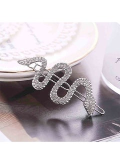Yheakne Boho Crystal Snake Hair Clip Barrette Silver Rhinestone Pave Hair Barrette Pin Decorative Hair Pins Minimalist Hair Side Clips Hair Accessories For Women And Girls (Silver)  - Image 2