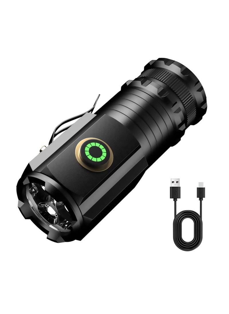 Hihonor - LED Emergency Torch Light Handheld Flashlight 5000 High Lumens,Rechargeable Torch Water Resistant with 5 Modes,Compact Pocket Clip Torchs for Outdoor Activity & Emergency,Camping,Hiking - Image 1