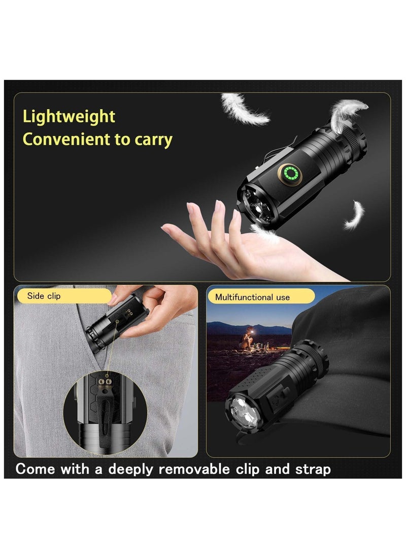 Hihonor - LED Emergency Torch Light Handheld Flashlight 5000 High Lumens,Rechargeable Torch Water Resistant with 5 Modes,Compact Pocket Clip Torchs for Outdoor Activity & Emergency,Camping,Hiking - Image 1