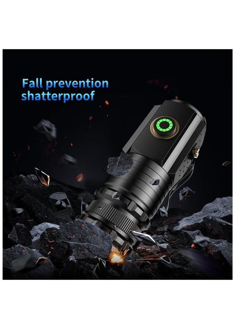 Hihonor - LED Emergency Torch Light Handheld Flashlight 5000 High Lumens,Rechargeable Torch Water Resistant with 5 Modes,Compact Pocket Clip Torchs for Outdoor Activity & Emergency,Camping,Hiking - Image 1