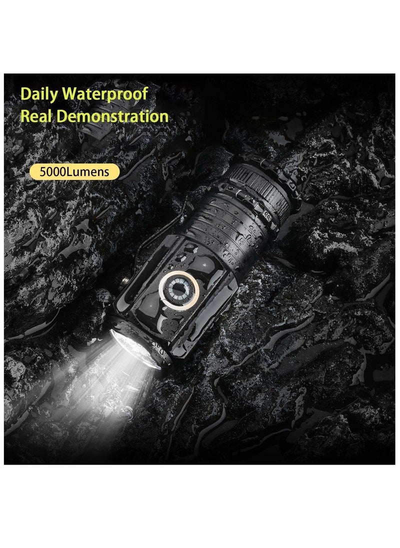 Hihonor - LED Emergency Torch Light Handheld Flashlight 5000 High Lumens,Rechargeable Torch Water Resistant with 5 Modes,Compact Pocket Clip Torchs for Outdoor Activity & Emergency,Camping,Hiking - Image 1