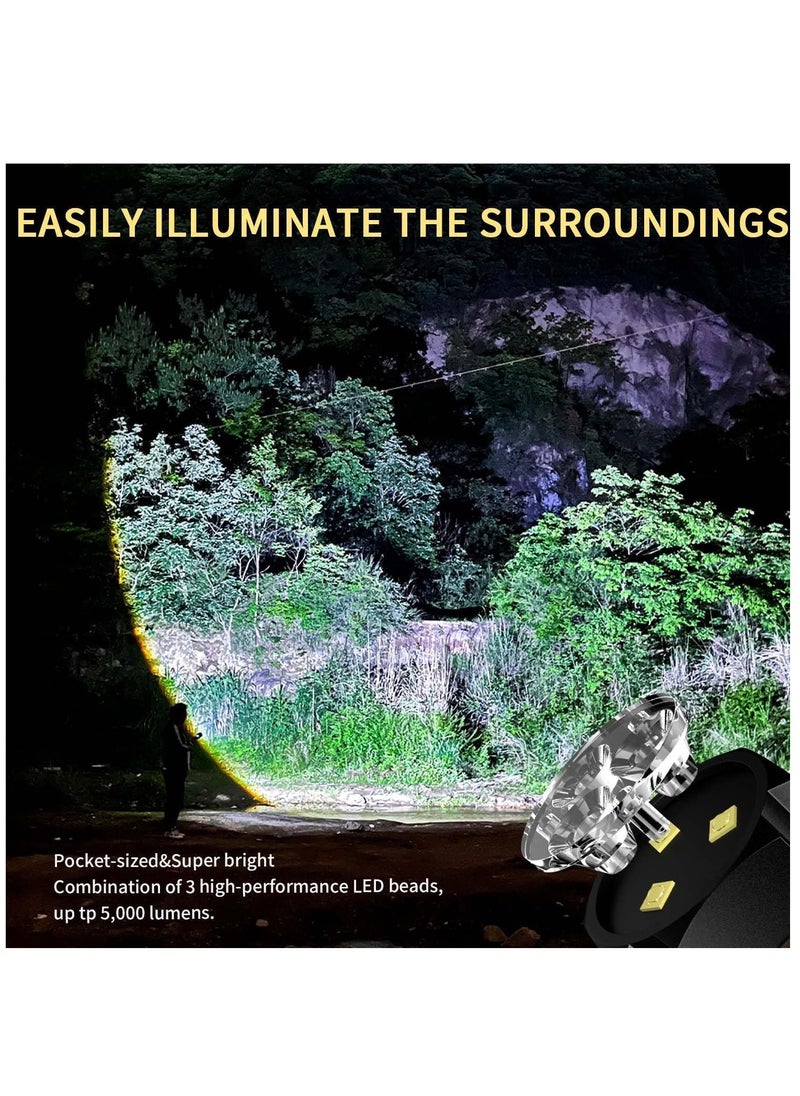 Hihonor - LED Emergency Torch Light Handheld Flashlight 5000 High Lumens,Rechargeable Torch Water Resistant with 5 Modes,Compact Pocket Clip Torchs for Outdoor Activity & Emergency,Camping,Hiking - Image 1