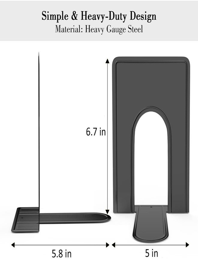 Optomni Bookends, Book End Supports Heavy Duty Metal Bookend Support, Book Ends Supports for Shelves Decor Home Office School 2 Pairs (Black, 4 Pairs/8 Pieces) - Image 2