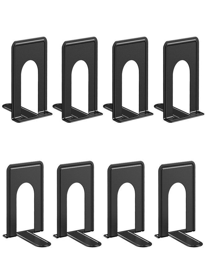 Optomni Bookends, Book End Supports Heavy Duty Metal Bookend Support, Book Ends Supports for Shelves Decor Home Office School 2 Pairs (Black, 4 Pairs/8 Pieces) - Image 1