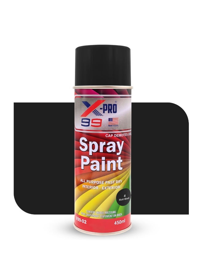Xpro X-PRO 99 Matt Black Spray Paint 450ml | All Purpose Fast Dry Paint for Metal, Wood, Walls & Automotive Use | Interior & Exterior Use - Image 3