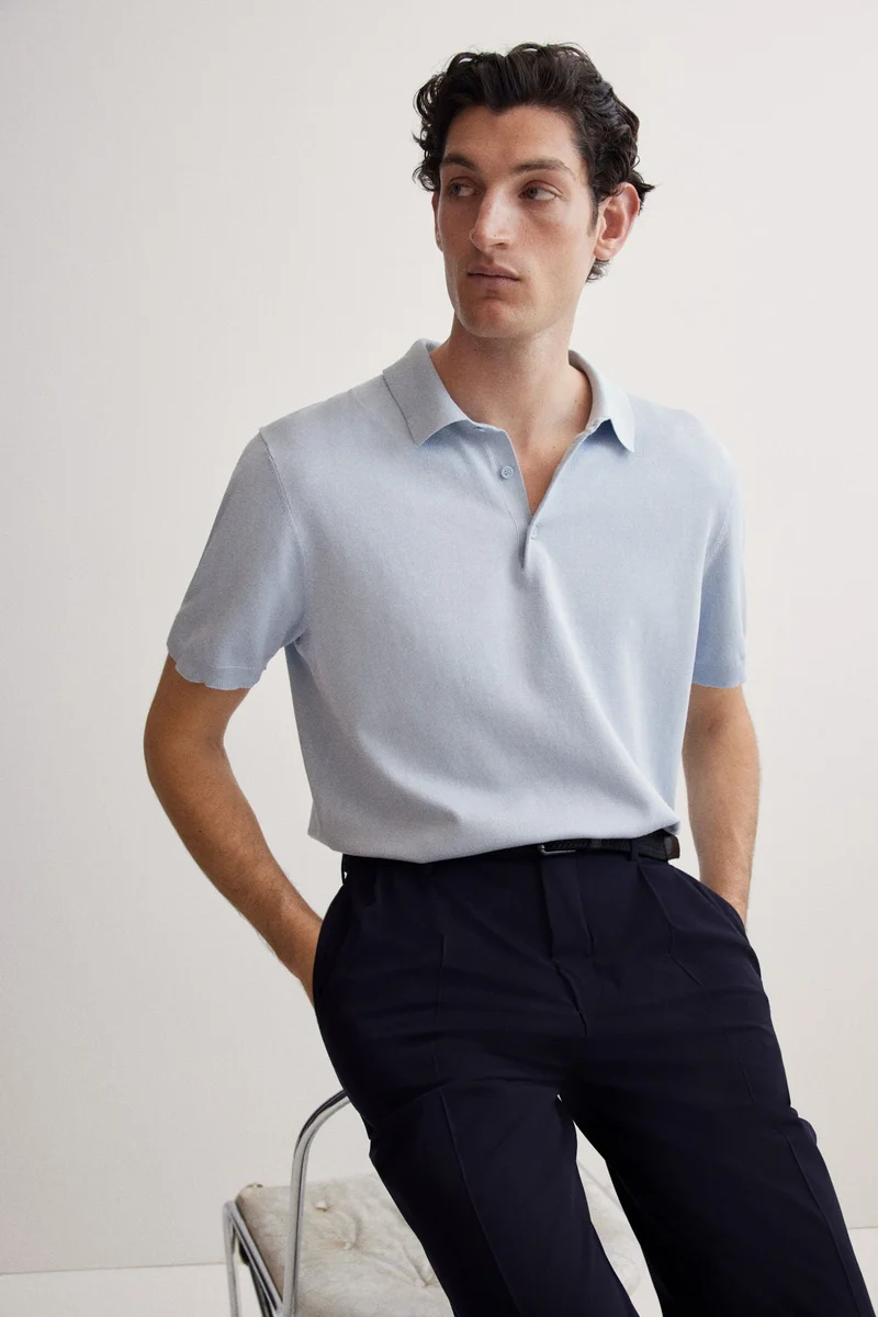 H&M Regular Fit Fine-knit polo shirt