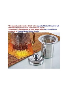 Spaceshoop Heat Proof Lattice Texture Glass Yellow Handle Flower Tea Pot w Stainless Steel Lid  - Image 5