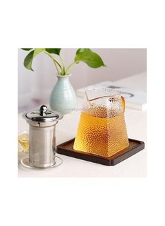 Spaceshoop Heat Proof Lattice Texture Glass Yellow Handle Flower Tea Pot w Stainless Steel Lid  - Image 4