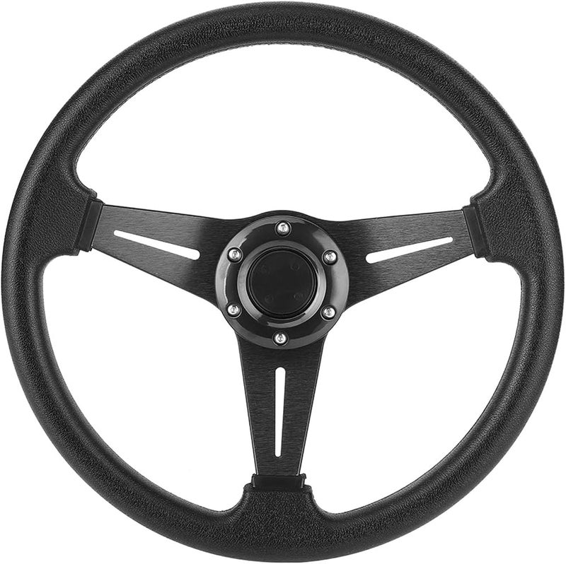 Fawfose Racing Steering Wheel, Aluminum Alloy PU Leather 14 Inch, Custom Steering Wheel for Racing and Car Interior Upgrades (Black) - Image 5
