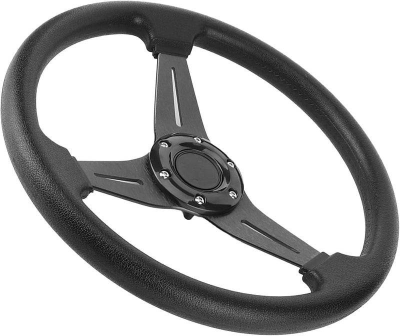 Fawfose Racing Steering Wheel, Aluminum Alloy PU Leather 14 Inch, Custom Steering Wheel for Racing and Car Interior Upgrades (Black) - Image 1