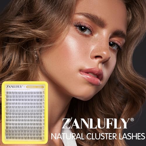 zanlufly Cluster Lashes Natural Eyelash Clusters CC-Curly Eyelash Extension Wispy Individual Lashes Clusters Clear Band ZANLUFLY DIY Lash Extension (9MM 10MM 11MM,140Pcs) - Image 4