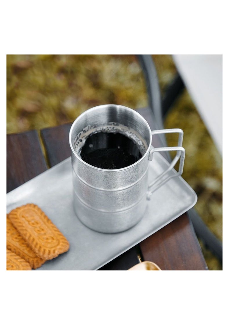 نوفولان كوب ماء ماركو خارجي من الفولاذ المقاوم للصدأ 304، كوب صناعي للرياح الرجعية، كوب قهوة إبداعي للتخييم والنزهات، سعة 350 مل (فضي) - Image 2