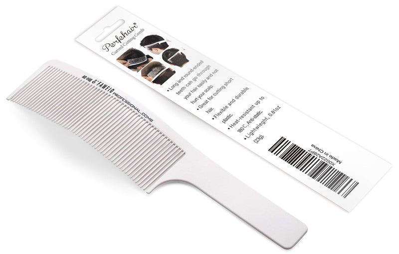 Perfehair PERFEHAIR Curved Barber Clipper Comb Flat Top Hair Cutting Comb for Men White