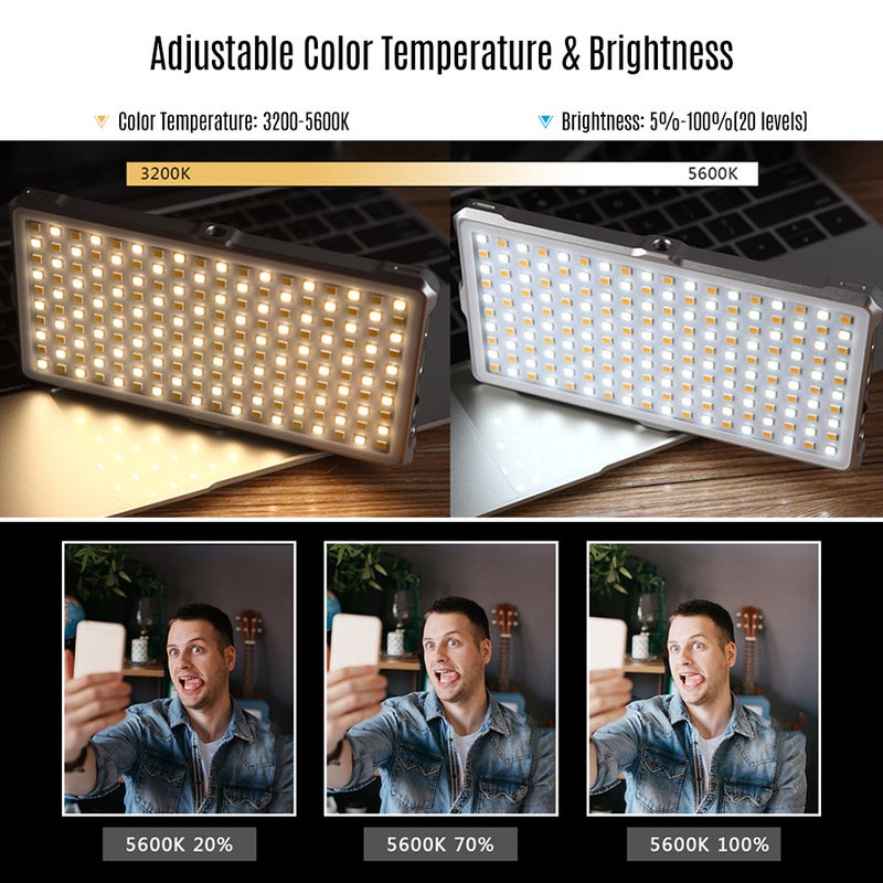 Loquat LituFoto F12 Mini LED Fill-in Light Lamp with Power Bank Function Display Screen Mount Adapter Silver - Image 5