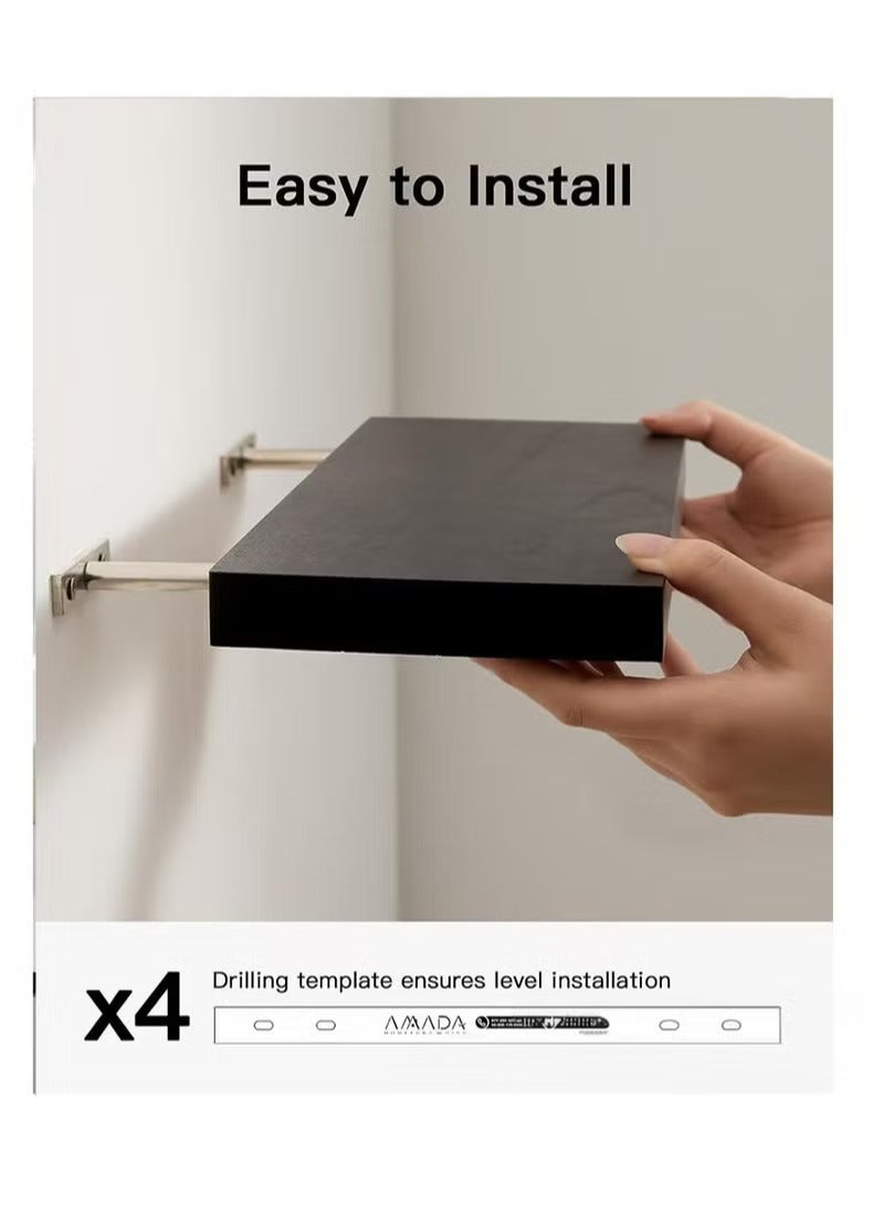 Floating Shelves 3 PCS Set Wall Shelf Decorative Floating Wall Mounted Shelves with Stylish Invisible Brackets Modern Faux Wood Storage with Matte Finish for Bedroom Living Room - Image 5