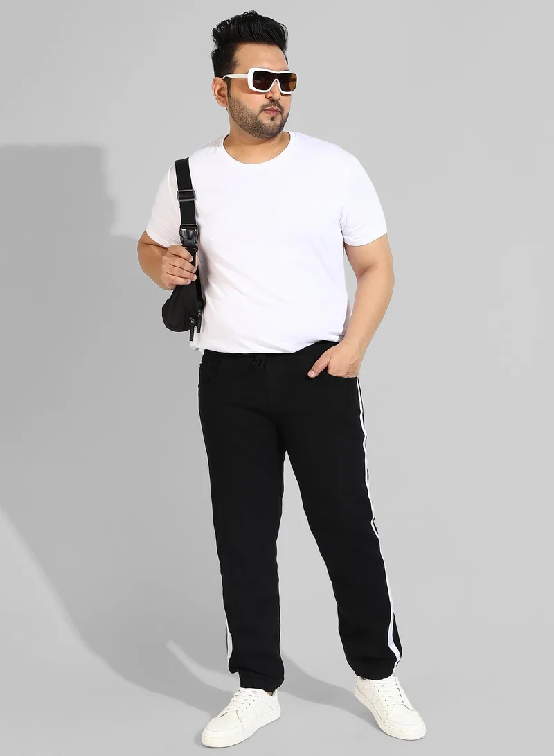 Instafab Plus Men's Classic Solid Black Regular Fit Denim Jeans