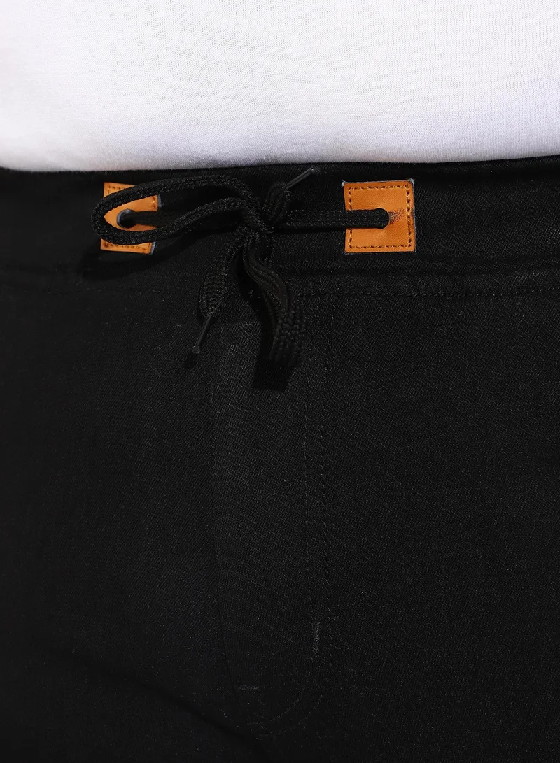 Instafab Plus Men's Classic Solid Black Regular Fit Denim Jeans