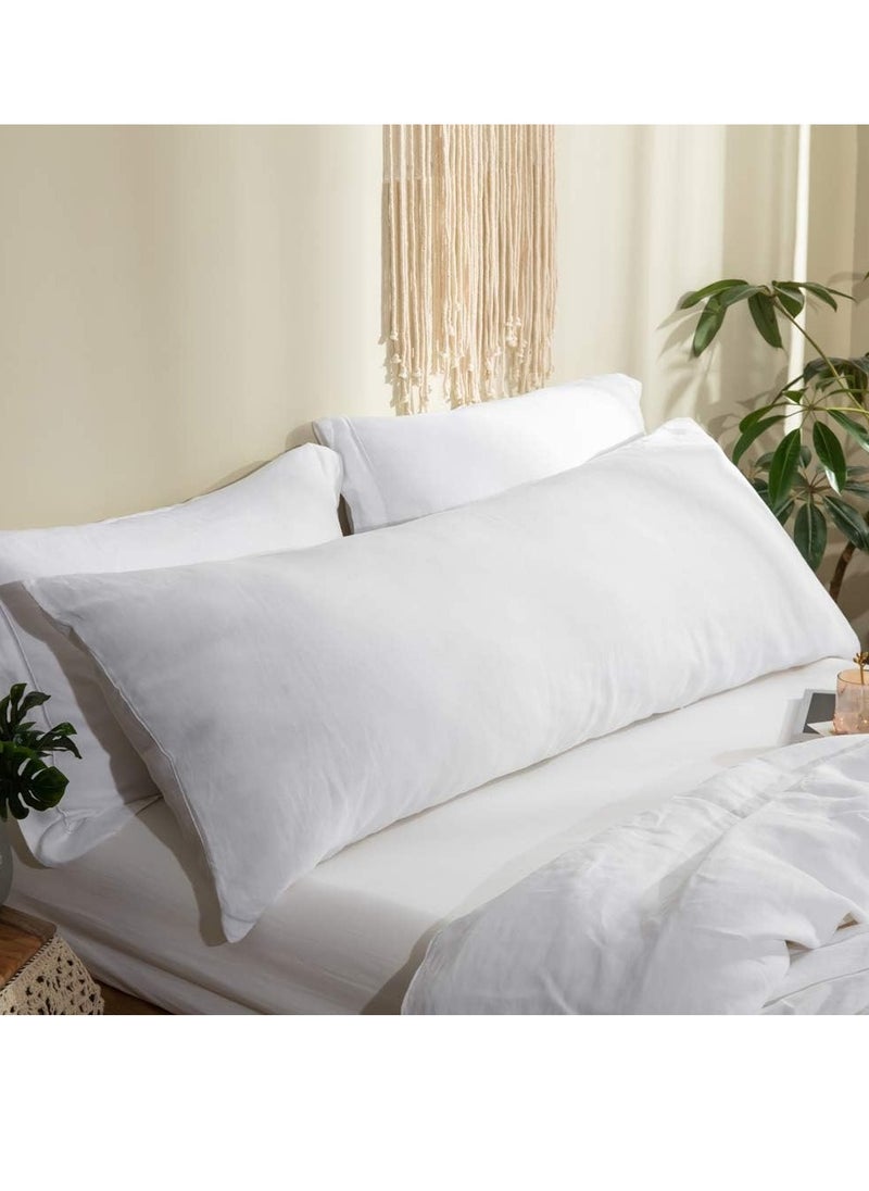 Simple&Opulence Simple&Opulence Body Pillow Cover 20" x 54",100% Pure Linen, Ultra Soft and Breathable, Body Pillowcase with Envelope Closure for Adults(White)  - Image 1