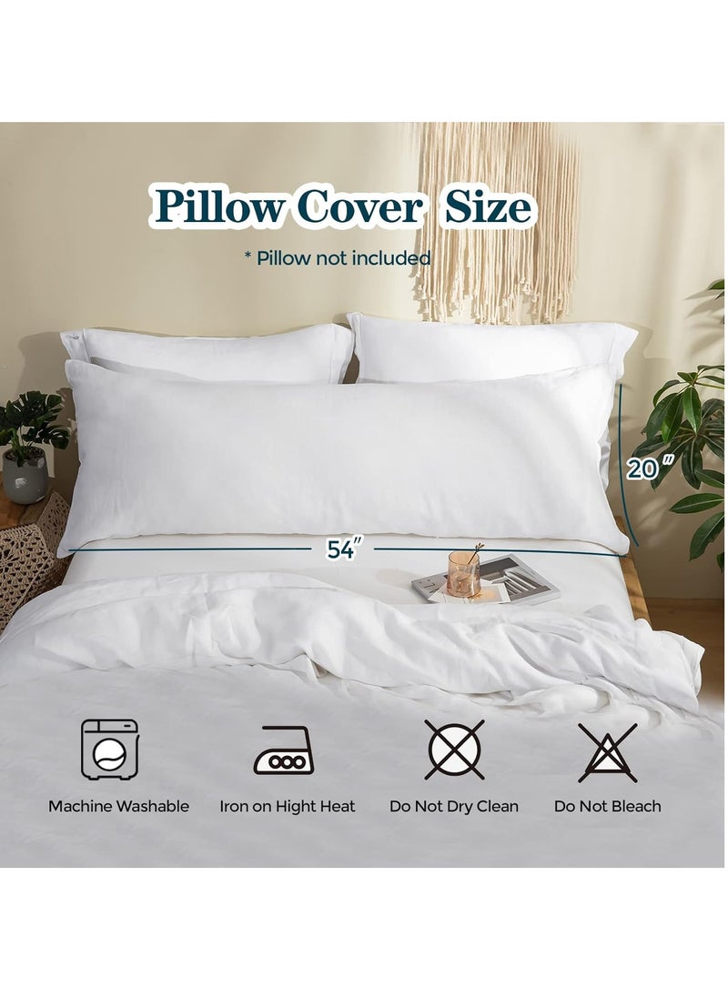 Simple&Opulence Simple&Opulence Body Pillow Cover 20" x 54",100% Pure Linen, Ultra Soft and Breathable, Body Pillowcase with Envelope Closure for Adults(White)  - Image 3
