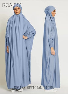 roaiss Ladies Abaya Style Abaya  Batwing Sleeve A-Line Crew Neck Long Sleeve Dress Ladies Ethnic Traditional Wear for Ladies Ramadan Eid al-Adhar  - Image 4