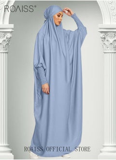 roaiss Ladies Abaya Style Abaya  Batwing Sleeve A-Line Crew Neck Long Sleeve Dress Ladies Ethnic Traditional Wear for Ladies Ramadan Eid al-Adhar  - Image 3