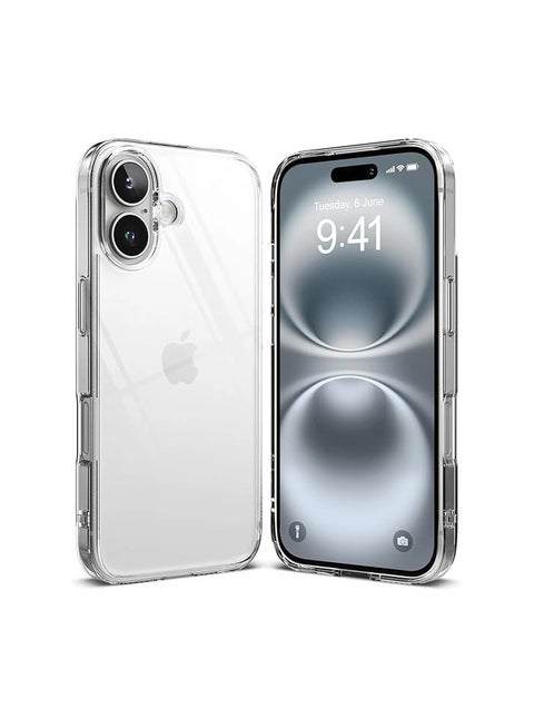 حافظة TPU شفافة لهاتف iPhone 16 Plus - نحيفة للغاية، مقاومة للصدمات، مضادة للاصفرار، مقاومة للخدش، متوافقة مع الشحن اللاسلكي، فتحات دقيقة، قبضة معززة - شفافة (لهاتف iPhone 16 Plus)