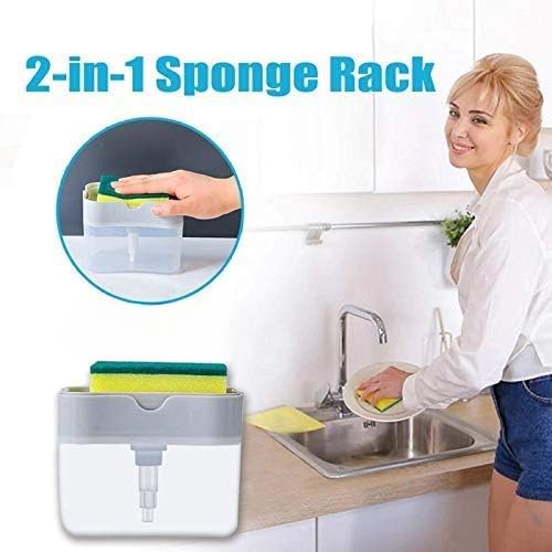 MARMIX Dish Soap Dispenser for Kitchen 2 in1 Press Type Sink Dishwasher Liquid Soap Dispenser Box with Soap Dispenser Sponge Rack Kitchen Dish Soap Dispenser with Sponge Holder Soap Pump Dispenser - Image 5