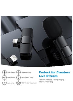 Generic Wireless Lavalier Microphone for iPhone iPad Mini Mic for YouTube Facebook Live Stream TikTok Vlog Zoom Video Recording - Noise Reduction/No APP u0026 Bluetooth Needed (Lightning)  - Image 2