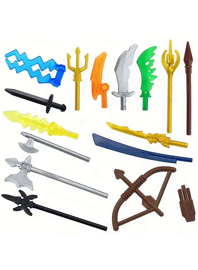 Medieval Building Blocks 10pcs Red Military Figures Soldier Axe Knife Bow Spear Crossbow Helmet Shoulder Brick Toys - Image 1