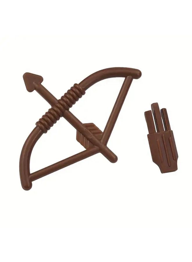 Medieval Building Blocks 10pcs Red Military Figures Soldier Axe Knife Bow Spear Crossbow Helmet Shoulder Brick Toys - Image 3